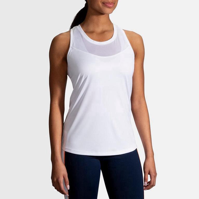 Brooks Stealth Womens Running Tank Top - White - Philippines (670154WKN)